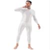 FEESHOW Sexy Men Shiny Full Body Bodysuit Oil Gloosy Lingerie Double Zipper Catsuit Sexy Tights White One Size view 3