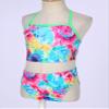 CHICTRY Kids Girls Tropical 3 Pcs Swim Cover Up Sets Zip Up Rashguard Shirts with Bikini Swimsuit Colorful 16 Years view 2