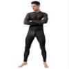 ACSUSS Men's Mesh Pajamas Jumpsuit Homewear Long Sleeve Front Zipper Rompers Nightwear Black Large view 2