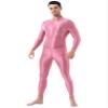 Oyolan Men Adult Spandex Long Sleeve Unitard Bodysuit High Neck Zip One Piece Leotard Dance Costume Pink#Spandex One Size view 1