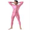 Oyolan Men Adult Spandex Long Sleeve Unitard Bodysuit High Neck Zip One Piece Leotard Dance Costume Pink#Spandex One Size view 2
