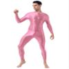 Oyolan Men Adult Spandex Long Sleeve Unitard Bodysuit High Neck Zip One Piece Leotard Dance Costume Pink#Spandex One Size view 4