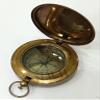 Antique Brass Sundial Compass Pocket with Leather Case Compass view 1