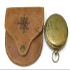 Antique Brass Sundial Compass Pocket with Leather Case Compass view 2