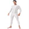 Oyolan Men Adult Spandex Long Sleeve Unitard Bodysuit High Neck Zip One Piece Leotard Dance Costume White#Spandex One Size view 1