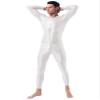 Oyolan Men Adult Spandex Long Sleeve Unitard Bodysuit High Neck Zip One Piece Leotard Dance Costume White#Spandex One Size view 2