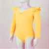 easyforever Girls Ruffle Long Sleeve Ballet Leotard Dance Top Gymnastics Dancewear Bodysuit Ballerina Rompers Team wear Yellow 9-10 Years view 4