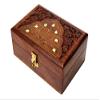 Aleafa Armlet Home Presents Handmade Wooden Jewellery Box for Women Wood Jewel Organizer Hand Carved with Intricate Carvings Gift Items - 6 Inches #Aport-2527 view 3