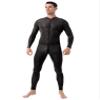 Oyolan Men Adult Spandex Long Sleeve Unitard Bodysuit High Neck Zip One Piece Leotard Dance Costume Black#Mesh One Size view 1