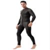 Oyolan Men Adult Spandex Long Sleeve Unitard Bodysuit High Neck Zip One Piece Leotard Dance Costume Black#Mesh One Size view 3