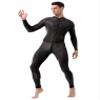 Oyolan Men Adult Spandex Long Sleeve Unitard Bodysuit High Neck Zip One Piece Leotard Dance Costume Black#Mesh One Size view 4