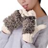 Cold Weather Gloves For Women Knitted Warm Cartoon Hedgehog Winter Fleece Cotton Thick Finger Gloves Insulation Mittens White view 3