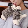 Cold Weather Gloves For Women Knitted Warm Cartoon Hedgehog Winter Fleece Cotton Thick Finger Gloves Insulation Mittens White view 4