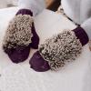 ERFV Cold Weather Gloves For Women Knitted Warm Cartoon Hedgehog Winter Fleece Cotton Thick Finger Gloves Insulation Mittens view 4