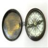 Black Brass Compass Pocket Camping Compass Magnetic Compass with Leather Case view 2