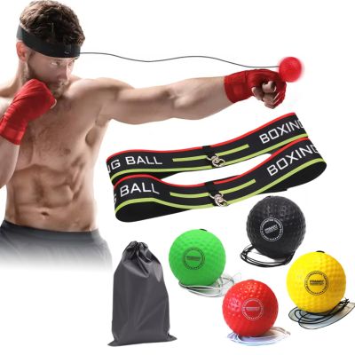 Adjustable Set 4 Balls + 2 Headbands for Boxing Training, Hand-Eye Coordination, Speed & Reflex Improvement, Novice Friendly