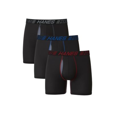 Hanes Mens Total Support Pouch Pack, X-temp Cooling, Anti-chafing, Moisture-wicking Underwear, Trunks Available Boxer Briefs, Regular Leg - Black, Large US
