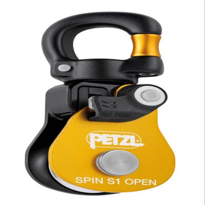 Petzl, Spin S1 Open Pulley, Very high Efficiency, Compact Single Pulley with gated Swivel