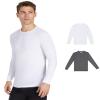 32 Degrees Men's 2-Pack Performance Lightweight Thermal Baselayer Crewneck Long Sleeve Shirt Top | Moisture Wicking | Anti Odor, White/Charcoal Heather, Medium view 1