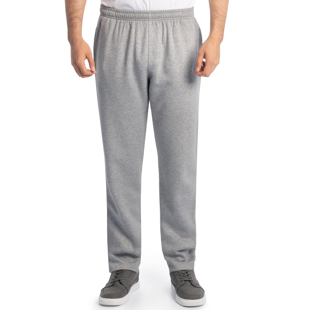 Fruit of The Loom Men's Eversoft Fleece Open Bottom Sweatpants with Pockets, Relaxed Fit, Moisture Wicking, Breathable, Grey Heather, XX-Large