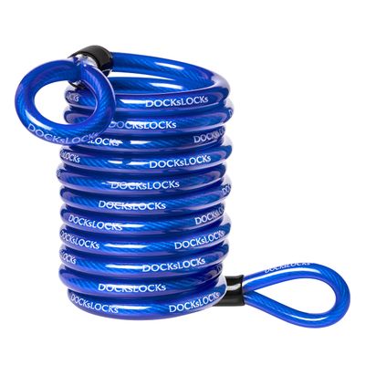 DocksLocks Weatherproof Coiled Security Cable (5ft to 25ft Lengths) with Reinforced Looped Ends, Anti-Theft Protection for Kayaks, Bikes, Paddleboards, Outdoor Equipment, Bicycles and More 5ft