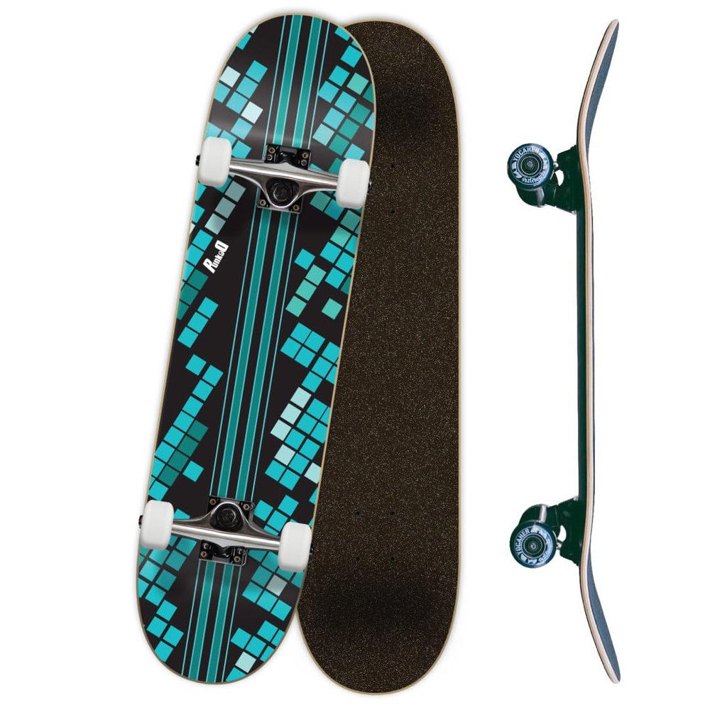 Yocaher Punked Complete Skateboard 7.75" x 31" Pro Skateboards with Black Grip Tape, Aluminum Alloy Truck, ABEC-9 Bearing, 54mm Skateboard Wheels (Complete 7.75" Black Digital Wave)
