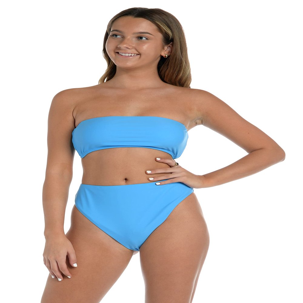 Hobie womens Bandeau Bra Swimsuit Bikini Top, Blue Moon Solids, Small US