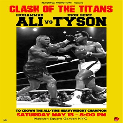 Buyartforless Muhammad Ali Vs. Mike Tyson 36x24 Fantasy Sports Boxing Art Print Poster,Multicolor