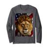 Patriotic Lion - American Flag Lion Head Portrait Long Sleeve T-Shirt view 1