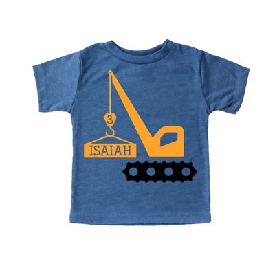 Crane Machine Tee, Personalized Birthday Party Shirt (4T, Heather Blue)