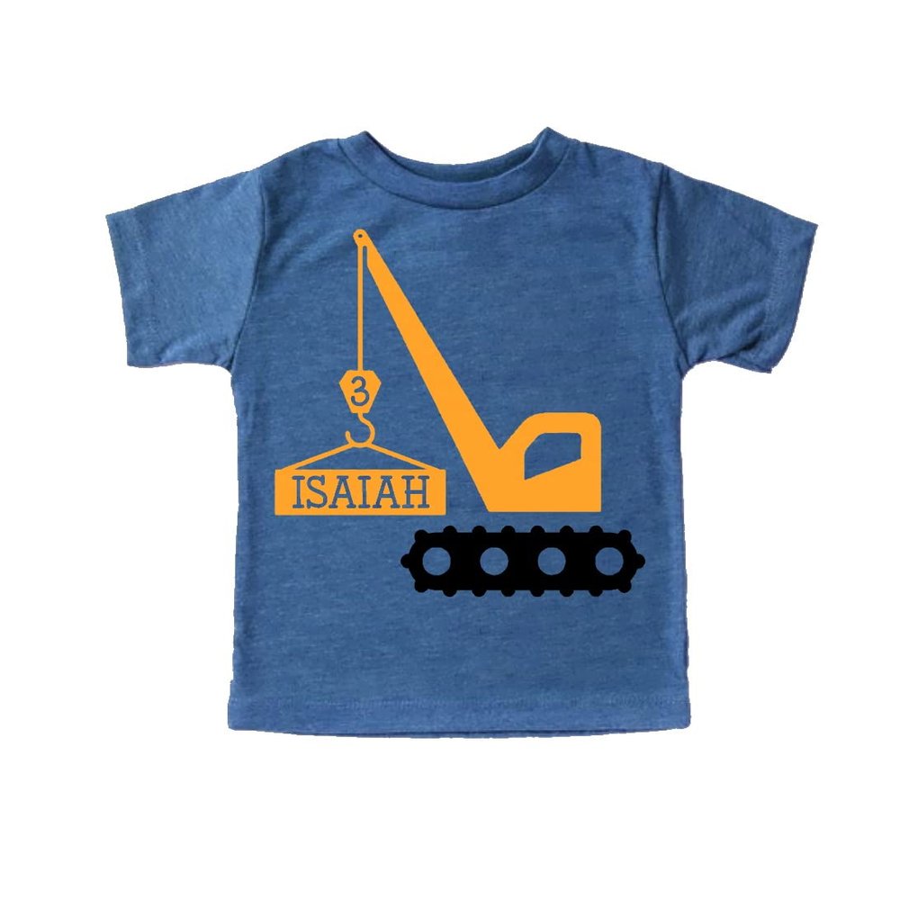 Crane Machine Tee, Personalized Birthday Party Shirt (4T, Heather Blue)
