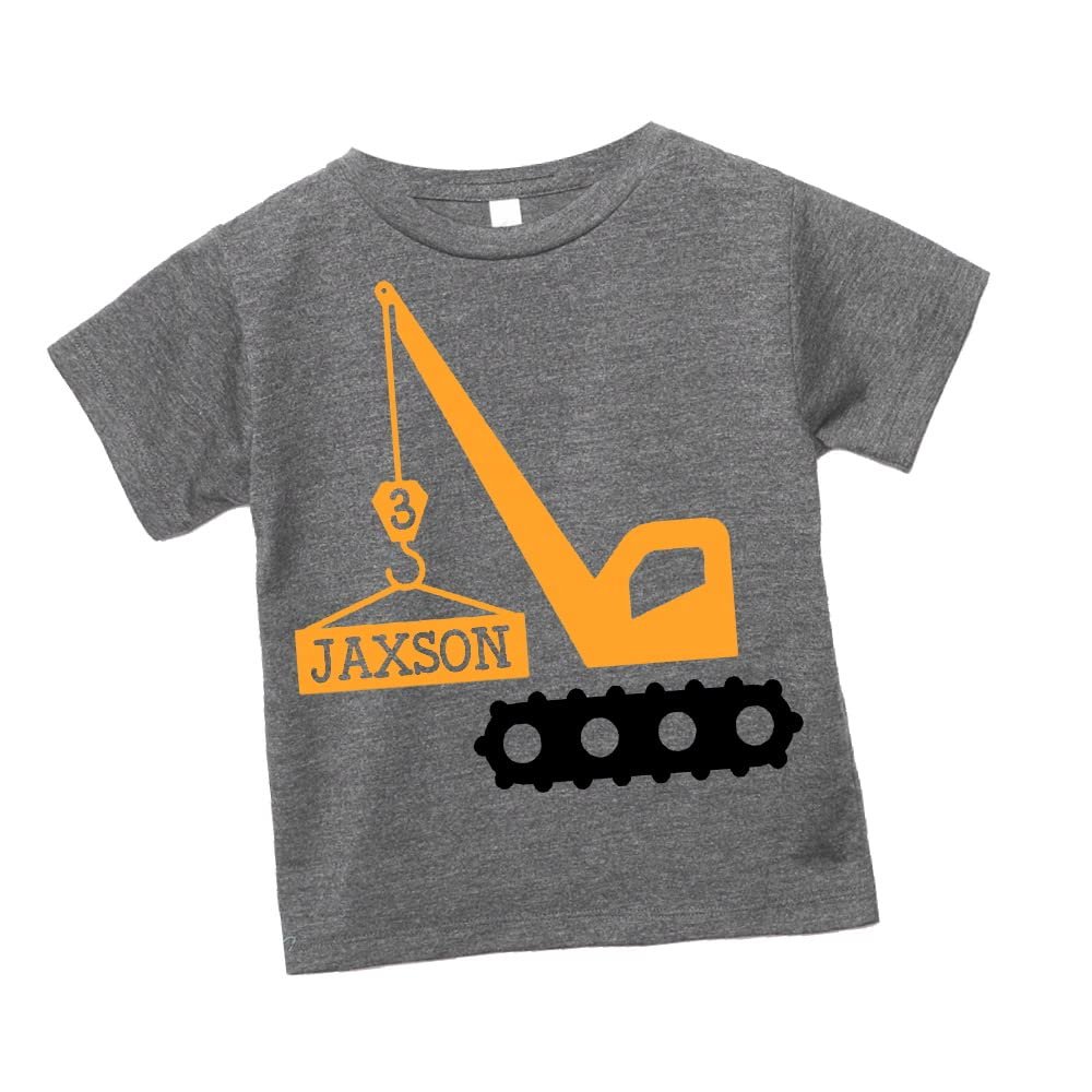 Crane Machine Tee, Personalized Birthday Party Shirt (2T, Gray Triblend)