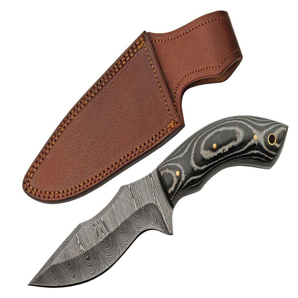 SZCO Supplies 9" Black Micarta Handle Damascus Steel Outdoor