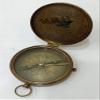 Brass Pocket Compass Vintage Antique Brass Mariner's Magnetic Poem Compass W/Leather Case view 2