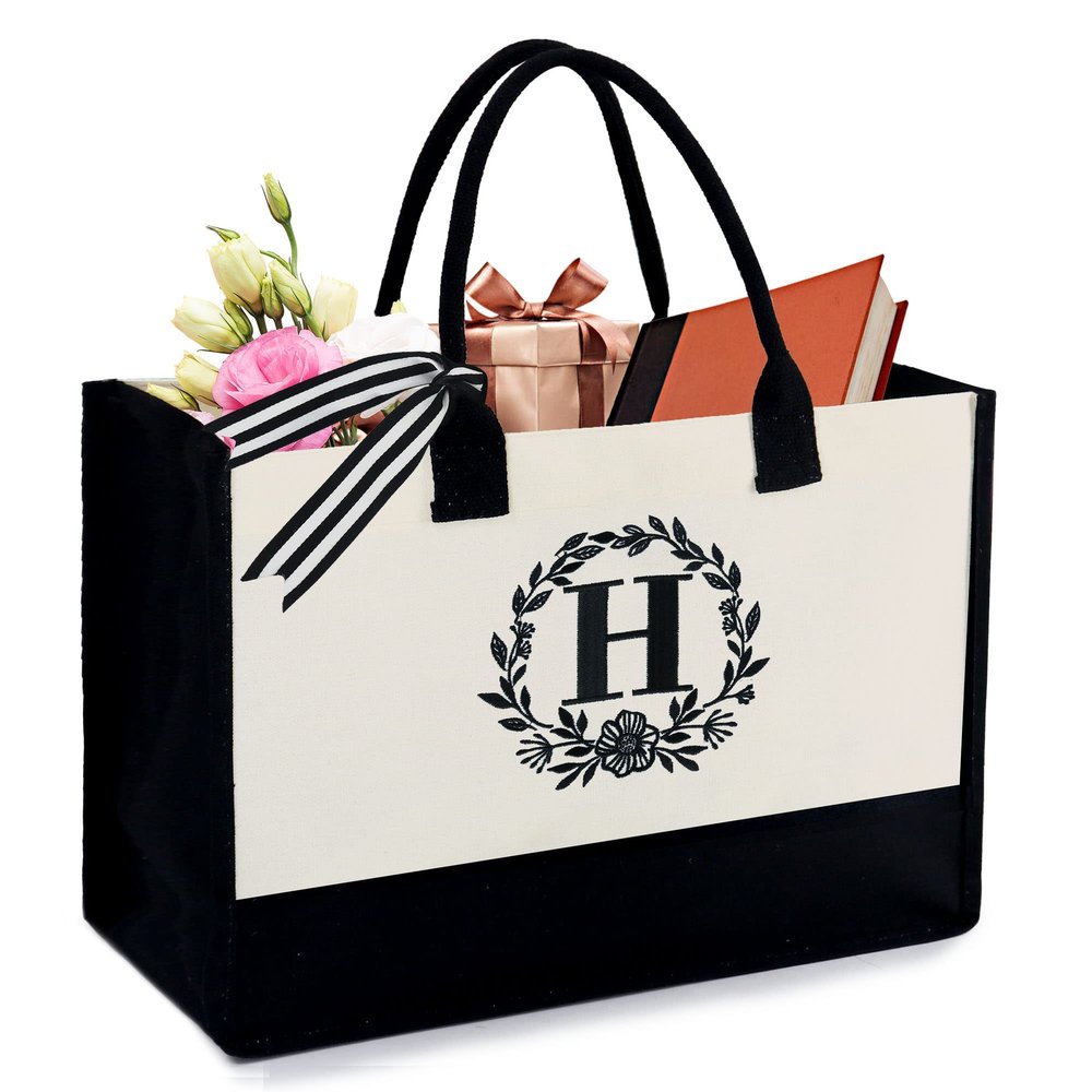 BeeGreen Customized Gift for Women Wedding & Employee Gifts Ideas, Initial Tote Bags for Women and Friends - Graduation & Unique Birthday Gifts Bags for Ladies, Teacher,Work,Travel,Holiday