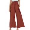 tuduoms Women's Casual Comfy Palazzo Pants Baggy Linen Lightweight Lounge Yoga Pants Flowy High Waist Wide Leg Trousers Red view 1
