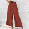tuduoms Women's Casual Comfy Palazzo Pants Baggy Linen Lightweight Lounge Yoga Pants Flowy High Waist Wide Leg Trousers Red view 2