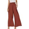 tuduoms Women's Casual Comfy Palazzo Pants Baggy Linen Lightweight Lounge Yoga Pants Flowy High Waist Wide Leg Trousers Red view 3