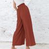 tuduoms Women's Casual Comfy Palazzo Pants Baggy Linen Lightweight Lounge Yoga Pants Flowy High Waist Wide Leg Trousers Red view 4
