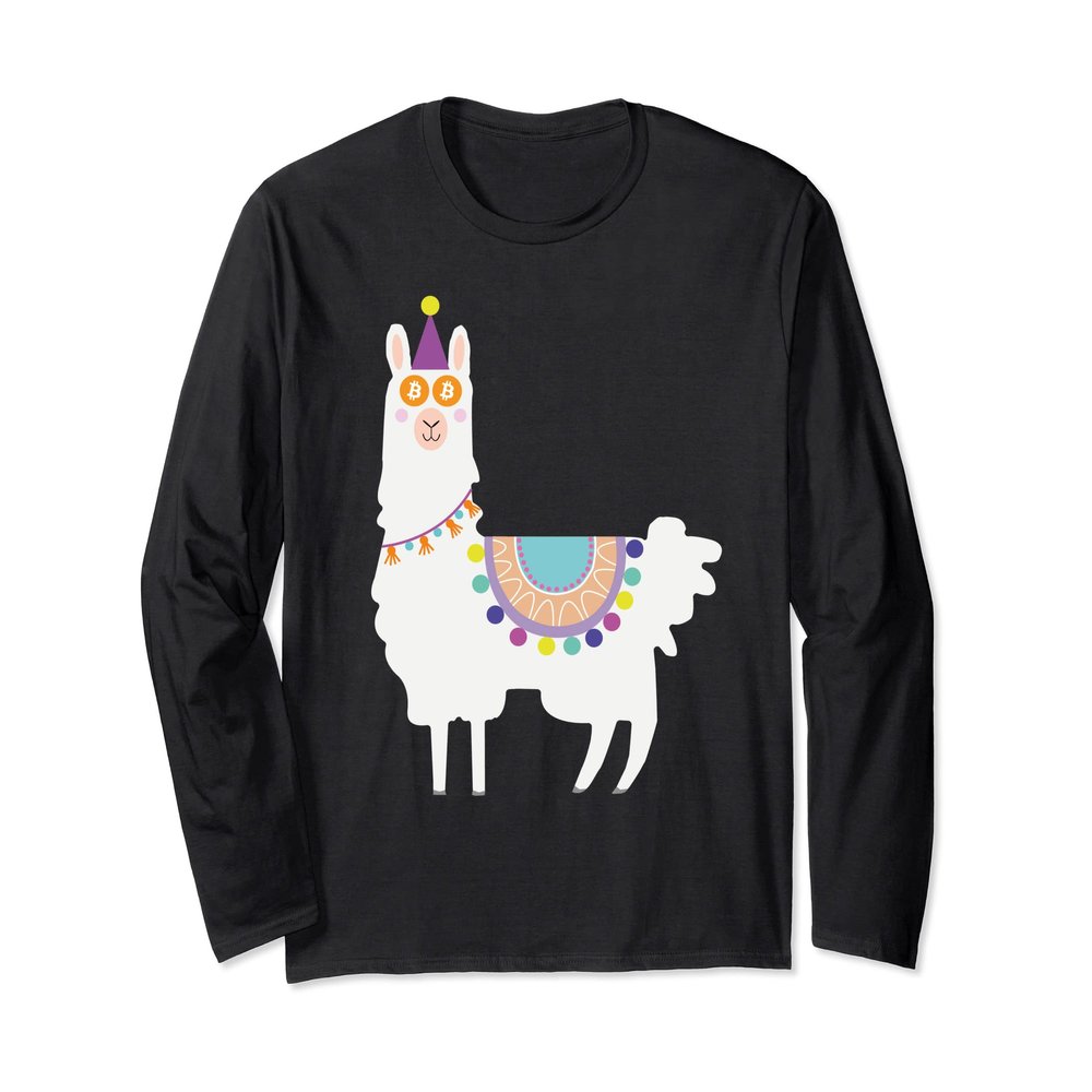 Cryptocurrency Llama Hodl BTC Crypto Alpaca Bitcoin Long Sleeve T-Shirt