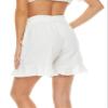 LNX Womens Linen Shorts Ruffle High Waisted Wide Leg Drawstring Summer Beach Shorts with Pockets White view 2