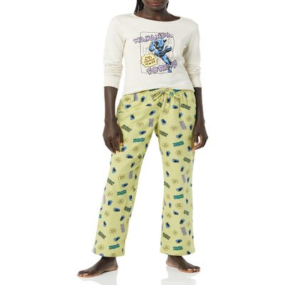 Amazon Essentials Disney | Marvel | Star Wars Women's Flannel Pajama Sleep Sets, Marvel Black Panther, XX-Large