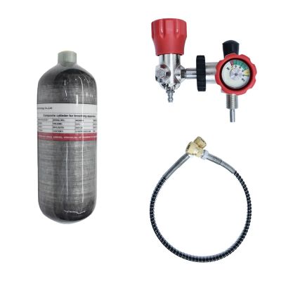 TUXING Universal 2L 4500psi Carbon Fiber Air TankEmpty Bottle& Paintball Fill Station with Valve Regulator Gauge for PCP Game