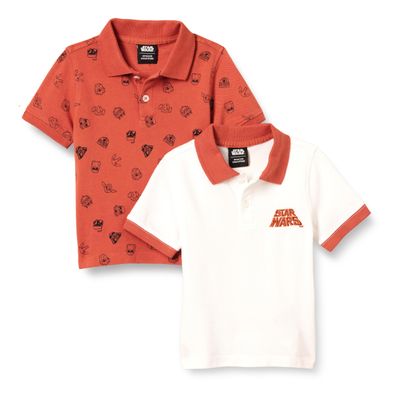 Amazon Essentials Disney | Marvel | Star Wars Boys' Short-Sleeve Pique Polo Shirts, Pack of 2, Star Wars Logo, X-Large