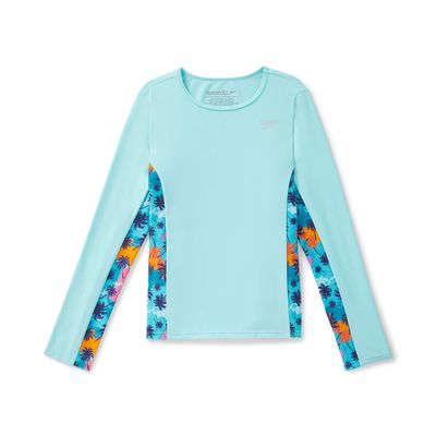 Speedo Girl's Uv Swim Shirt Long Sleeve Rashguard Aqua Splash
