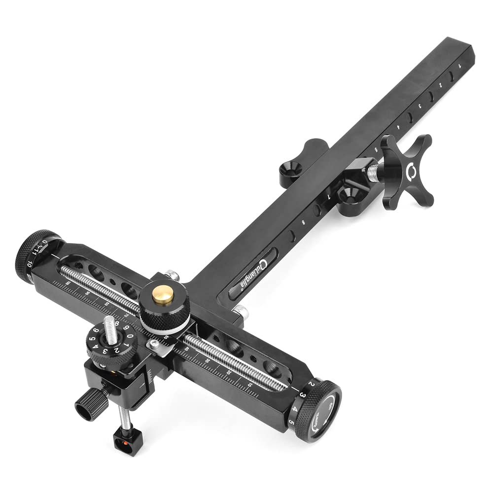 Archery Recurve Bow Sight Accessories T Shape Target Sight Adjustable Bowsight with Optical Fiber Pin Sight for Target Practice