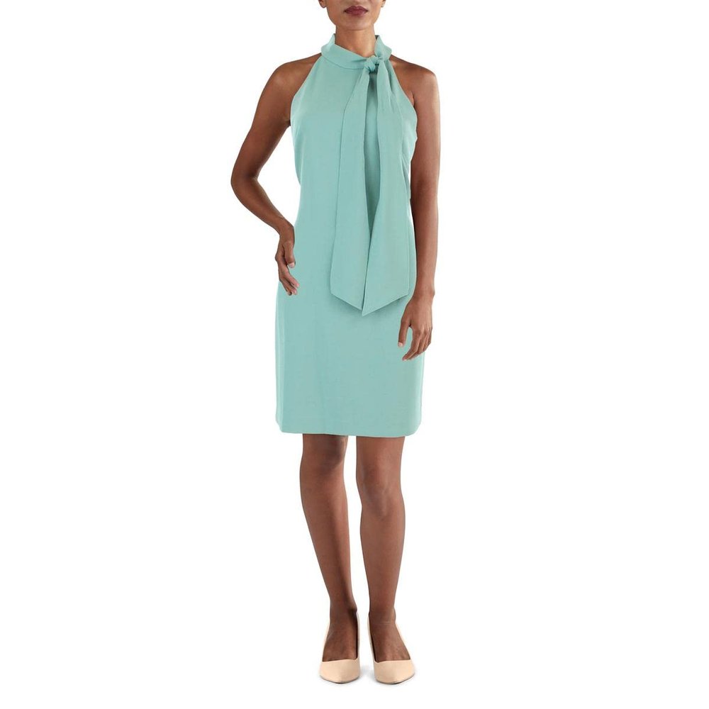 Vince Camuto Womens Tie Neck Short Halter Dress Green 14