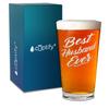 Best Husband Ever Engraved on 16 oz Beer Glass Pint Unique New Dad Gift Idea for Husband, Hubby, Fathers Day, Men view 1
