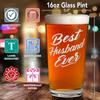 Best Husband Ever Engraved on 16 oz Beer Glass Pint Unique New Dad Gift Idea for Husband, Hubby, Fathers Day, Men view 2