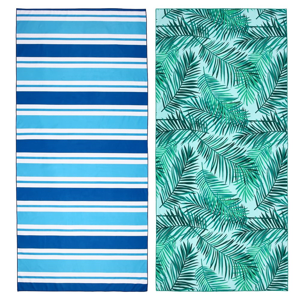 2 Pack Microfiber Beach Towel, Oversized Microfiber Pool Towel 75x 35, Sand-Free Beach Towel, Quick Drying Camping Towel, Super Absorbent Bath Blanket, Soft Breathable and Lightweight